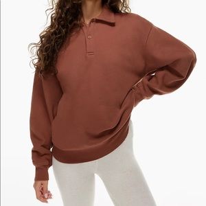 Aritzia TNA polo sweatshirt epicurean brown